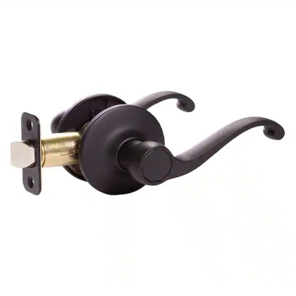 Design House Scroll Matte Black Interior or Hall/Closet Passage Door Handle
